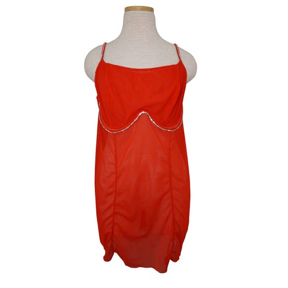 Auden Intimates Sheer Red Rhinestone-Trim Babydoll Lingerie Top (XXL) - Picture 2 of 10